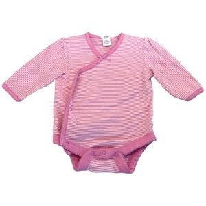 Vintage‎ Y2K 2006 Baby Gap Pink Striped Button Long Sleeve Onesie